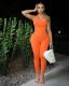 EVE Sexy Solid Hollow Out One Shoulder Jumpsuit ME-8179