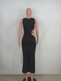 EVE Black Sleeveless Hollow Out Maxi Dress QZYD-1035