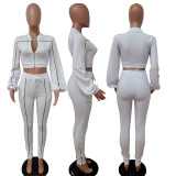 EVE Casual Long Sleeve Zipper Top Split Pants 2 Piece Sets LSD-83110