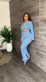 EVE Solid Cropped Blazer Pants Two Piece Sets MIL-L341