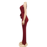 EVE Sexy Spaghetti Strap Sashes Straight Jumpsuit BY-X3717