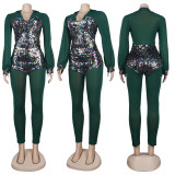 EVE Sexy Sequin Patchwork Long Sleeve Jumpsuit NY-2539