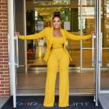 EVE Plus Size Solid Cami Top+Coat+Pants 3 Piece Sets ZDF-31229