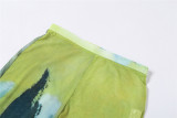 EVE Mesh Print Slim Casual Pants XEF-K22P15895