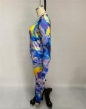 EVE Plus Size Colorful Printed Long Sleeve 2 Piece Pants Sets ME-6015