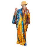 EVE Casual Printed Long Cloak Coat (Without Belt)YF-10173