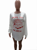 EVE Plus Size Casual Printed Long Sleeve T-Shirt SHA-86174