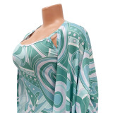 EVE Fashion Print Jumpsuit Shawl Two Piece Set GOSD-OS6783