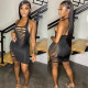 EVE Sexy Solid Color Halter Hole Dress GOSD-OS6579