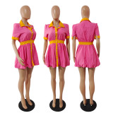 EVE Casual Short Sleeve High Waist Mini Dress GDYF-6917
