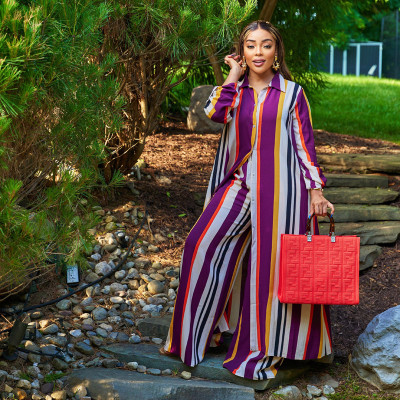EVE Colorful Striped Long Shirt And Pants 2 Piece Sets MUE-7587