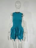 EVE Plus Size Solid Sleeveless Tassel Shorts 2 Piece Sets MUE-7488
