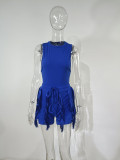 EVE Plus Size Solid Sleeveless Tassel Shorts 2 Piece Sets MUE-7488