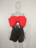 EVE Sexy Big Bow-Knot Crop Top MUE-3391