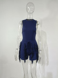 EVE Plus Size Solid Sleeveless Tassel Shorts 2 Piece Sets MUE-7488