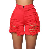 EVE Plus Size Denim Ripped Hole Jeans Shorts MUE-2841