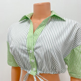 EVE Fashion Striped Color Block Short Sleeve Shirt GOSD-OS6707