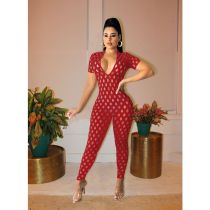 EVE Sexy V Neck Hole Hollow Out Jumpsuit YIBF-60188