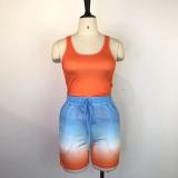 EVE Casual Tank Top+Gradient Shorts Two Piece Sets GWDS-220511