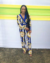 EVE Casual Printed V Neck Long Sleeve Jumpsuit SMD-6641