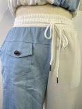 EVE Fashion Splice Short Sleeve Two Piece Pants Set GWDS-220801