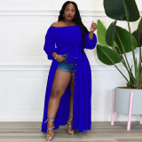 EVE Plus Size Solid Long Sleeve Maxi Dress TE-4463