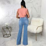 EVE Plus Size Denim High Waist Flared Jeans Pants HSF-2568