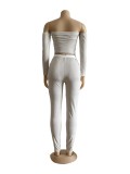 EVE Sexy Off Shoulder Long Sleeve Slim 2 Piece Pants Sets WUM-22820