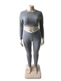 EVE Plus Size Long Sleeve Slim Two Piece Pants Sets WUM-22819