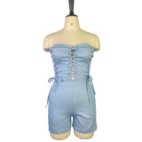 EVE Chest Wrap Bandage Denim Rompers GWDS-220517