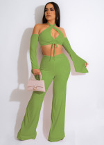 EVE Sexy Halter Long Sleeve Two Piece Pants Sets ME-8191