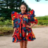 EVE Plus Size Printed High Waist Shirt Dress WAF-77497