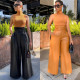 EVE Fashion High Waist PU Leather Wide Leg Pants GWDS-211025