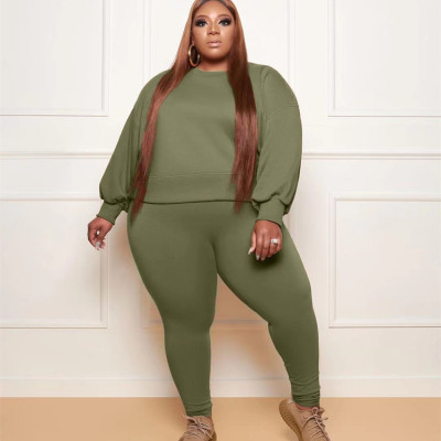 EVE Plus Size Long Sleeve Two Piece Pants Set GWDS-210907