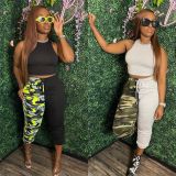 EVE Tank Top Camo Splice Pants Two Piece Sets GWDS-220268