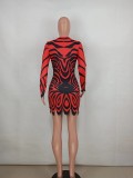 EVE Fashion Print Long Sleeve Mini Dress QZYD-YD1008