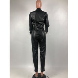 EVE Fashion Slim Fit PU Leather Jumpsuit GMFF-T183
