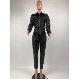 EVE Fashion Slim Fit PU Leather Jumpsuit GMFF-T183