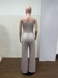 EVE Polka Dot Print Sleeveless Strap Wide Leg Jumpsuit BDF-8082