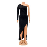 EVE Sexy One Shoulder Split Long Evening Dress GOSD-6800