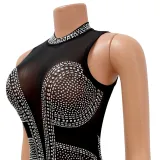 EVE Sexy Mesh Hot Drilling Split Night Club Dress (Without Gloves)GOSD-6794