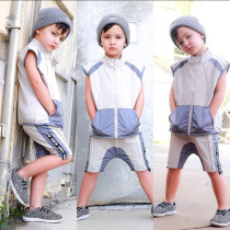 EVE Kids Colorblock Zip Letter Top Shorts Two Piece Set GYMF-YM003