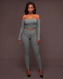 EVE Sexy Ribbed Off Shoulder Two Piece Pants Sets TE-4469