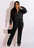 EVE Solid Long Sleeve Shirt Top And Pants 2 Piece Sets TK-6255