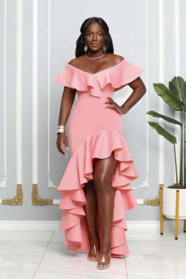 EVE Sexy Off Shoulder Ruffled Long Evening Dress MIL-L355