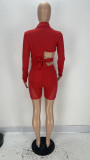 EVE Sexy Irregular Blazer Coat+Mesh Patchwork Shorts 2 Piece Sets XYF-9182