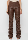 EVE PU Leather Zipper Skinny Stacked Pants GWDS-220915
