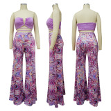 EVE Sexy Tube Top Wide Leg Pants Two Piece Sets YF-10236