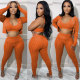 EVE Plus Size Knit Halter Vest Top+Short Coat+Pants 3 Piece Sets NY-083