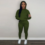 EVE Solid Plush Hoodie Top And Pants 2 Piece Suits CH-8197